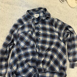 BDG Blue and Black Casual Button Down Shirt